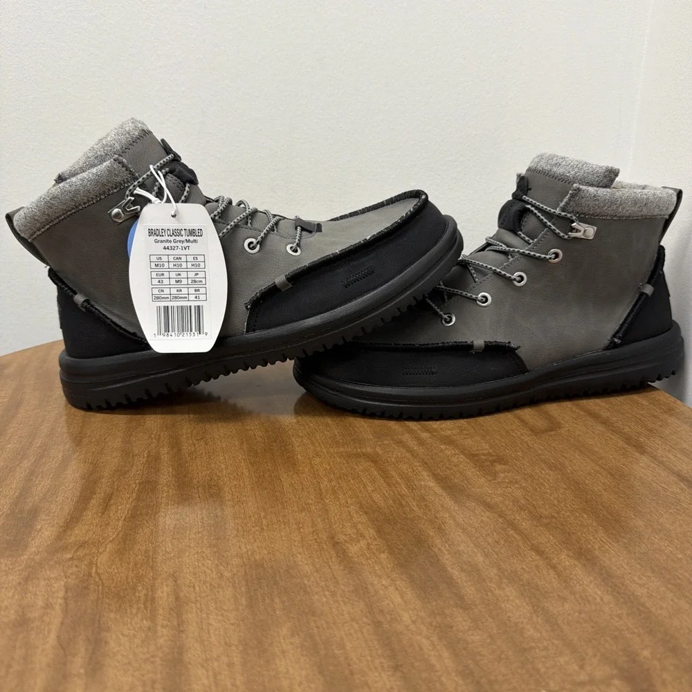 Hey Dude Men's‎ Bradley Classic Tumbled Granite Grey Size 10 lightweight wool